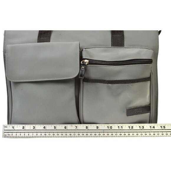 T R Bentley Gray and Black Nylon Canvas Shoulder Bag NICE - Picture 7 of 12